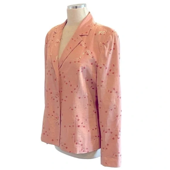 Pink Floral Lightweight Summer/Spring Blazer Jacket Boho Cottagecore Style - Picture 6 of 12